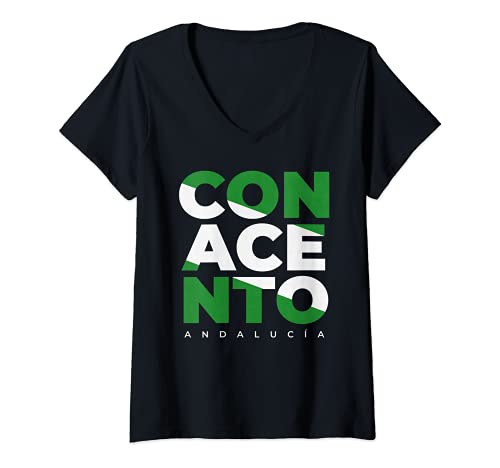 Womens Con Acento y Orgullo Andaluz Día de Andalucía V-Neck T-Shirt