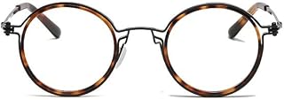 Vintage Round Frame Reading Glasses Men, Retro Metal Blue Light Blocking Computer Reader, Stylish Ladiy Eyeglasses (Color : Tortoiseshell, Size : +1.00)