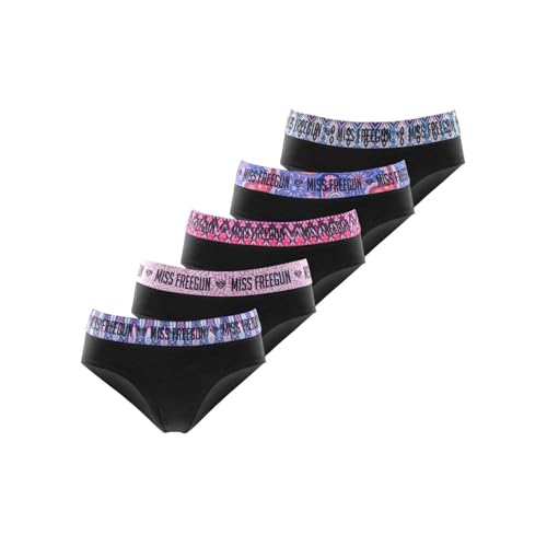 Culotte Enfant Coton, sous-vêtement Fille, Confortable et Doux (Lot de 5), Noir Taille 6 Ans/8 Ans