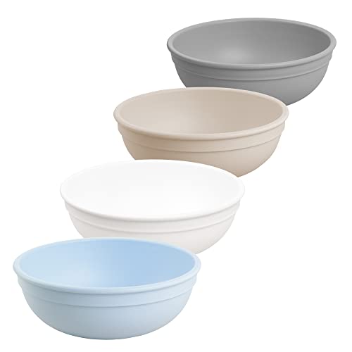 Image of Re-Play Made in USA 20 Oz. Reusable Plastic Bowls, Pack of 4 - Dishwasher and Microwave Safe Bowls for Snacks, Cereals, and Everyday Dining - Durable Toddler Bowl Set 4.75" x 4.75" x 2", Glacier