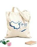 XIARON Bolsas de almacenamiento de poliéster y algodón Mapa de China Oriental Chino Tela de 340g/m² de grosor Material agradable para la piel L Azul