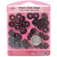 Heavy Duty Snaps 15mm x 12 Sets Poppers Fasteners Press Studs Oxy Black