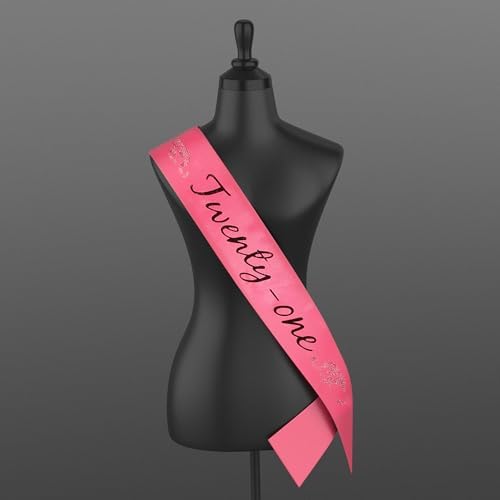 elope 21st Birthday Sash for Women, Hot Pink with Glitter image 5