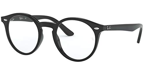 Ray-Ban Armações de óculos de grau redondas Ry1594 para crianças, Lente de demonstração preta/preta, 44 mm