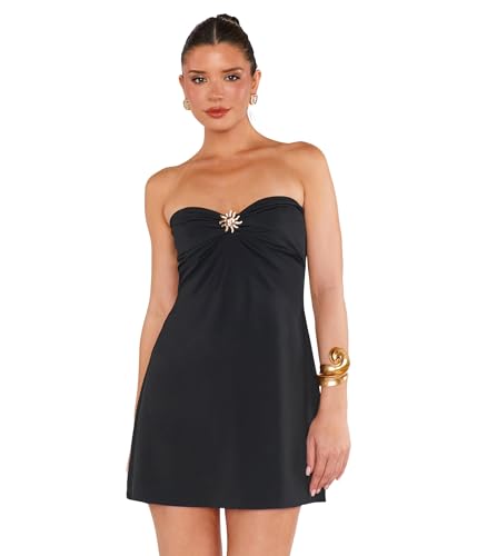 Show Me Your Mumu Women\'s Hot Night Dress, Black Slinky Stretch