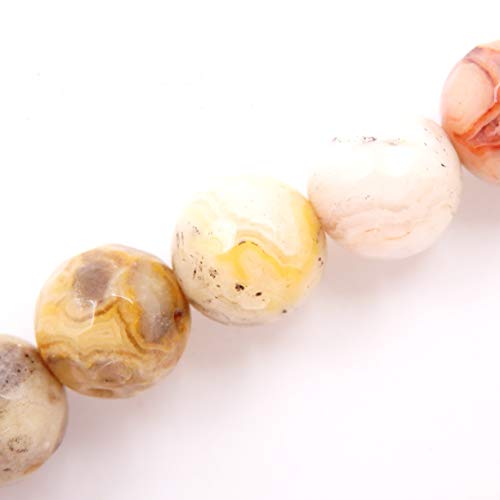 Malahill Faceted Gemstone Beads for Jewelry Making, Sold per Bag 5 Strands Inside (Crazy Agate, 8mm)