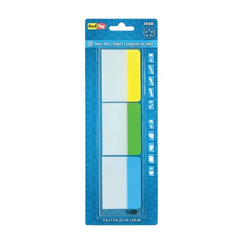 Redi-Tag Writeable, Removable Index Tabs, 2-Inch, 30-Pack, Lemon, Lime and Ocean Blue Colors (31080)