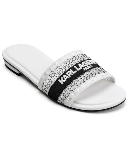 KARL LAGERFELD Paris Women's Shoes Women's Sandals,White/Black, 7