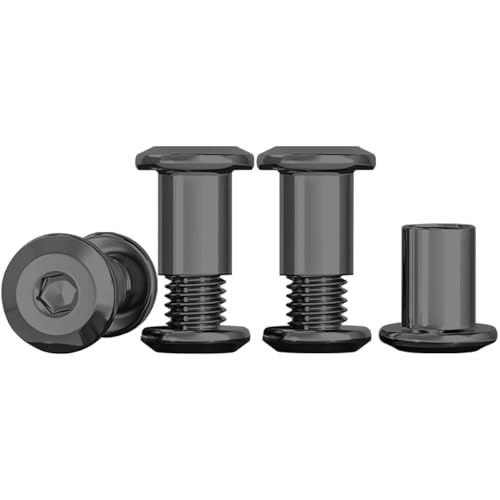 Drenky 10 Stück Hülsenschrauben M6 Verbindungsschrauben Schwarz Edelstahl A2 V2A Möbelschrauben M6 x 12mm Hülsenmutter für Möbeln, Schränken, Holzbret (10 x Möbelschrauben, 10 x Hülsenmutter)