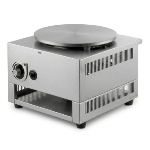 Image of Glownary 16" Steel Liquid Propane Crepe Maker 22,000 BTU | 30 Crepes per Hour, Natural Gas Conversion Kit, Spreader & Spatula Included, Non-Slip Feet, Push-Button Ignition