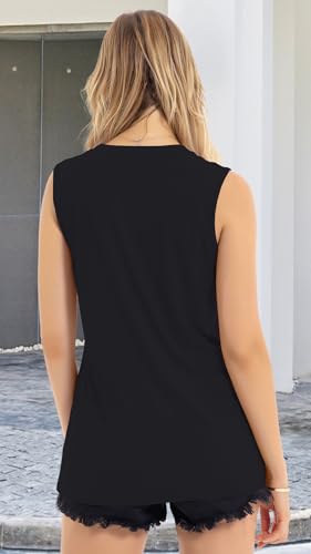 Image of Womens Tank Tops Summer Casual Sleeveless Top Loose Fit Basic Tunic Shirts