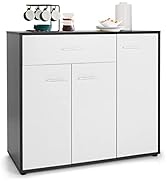 Credenza da cucina con 2 cassetti 3 ante e 1 ripiano regolabile, Mobile buffet da terra multiuso Grigio