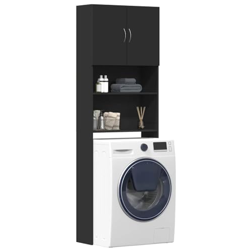 Homtakia - Mueble de lavadora (64 x 24 x 190 cm), color negro