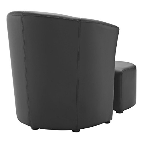 Modway Divulge Faux Leather Armchair and Ottoman Set in Black - Thumbnail 5