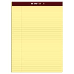 TOPS Docket Gold Writing Pads, 8-1/2″ x 11-3/4″, Legal Rule, Canary Paper, 50 Sheets, 6 Pack (99707), Original Version