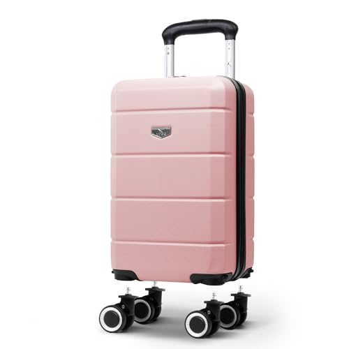 LUGG - Jetset 40cm Suitcase - 40x30x20cm- Ryanair Compatible - Underseat Size - Hard Shell ABS - Spinner & Removable Wheels - Lightweight Travel Luggage- Rosegold