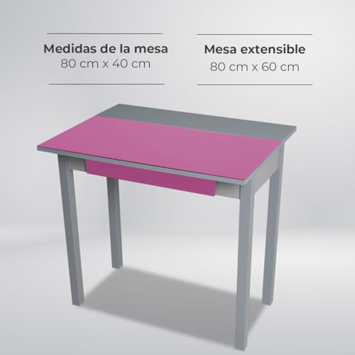 Miniatura 7 de Astimesa Ala Caída Mesa De Cocina, Metal, Fucsia, 80x40cm-Extendida 80x60 Cms