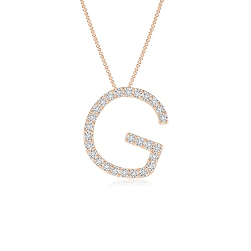 PURE IGNIS Lab Grown Diamond Capital G Initial Pendant in 14K Rose Gold (Weight- 0.22 Ct., Color-H, SI2) | April Birthstone | Wedding, Anniversary, Engagement, Birthday Jewelry Gift For Women