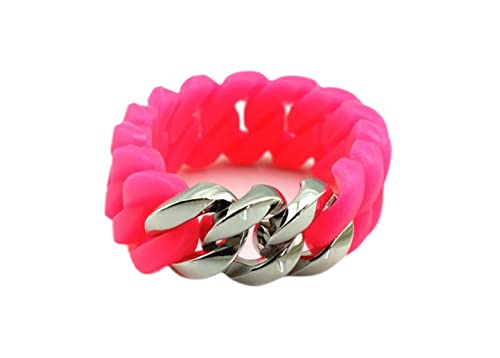 Double Twist Charm Energy Silicone Bracelets For Women And Men, Silicone Rubber And Stainless Steel Chain Best Fashion Gift For Any Occasion (Pink) #TOP1
