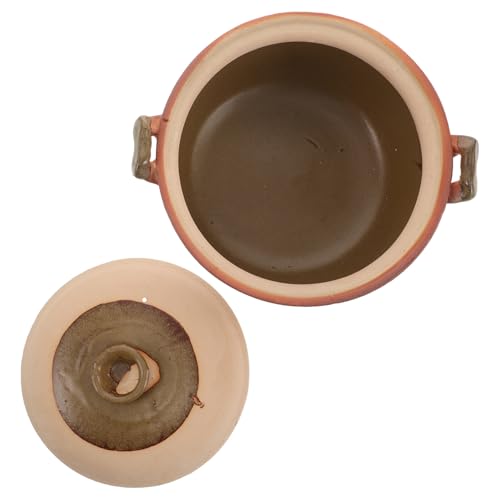 LOLIPPYY Pentola di Terracotta Cinese da 2,5l con Manici, Casseruola per Stufare e Brasare, Resistente alle Perdite, per Cucina Casalinga e Cottura Lenta