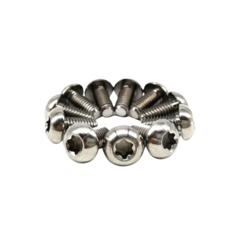 Image of RISON Titanium Bolts M5x10mm Titanium Button Torx Head Bolt Screw M5 Bolts Bicycle Disc Brake Universal Silver Star Round Head Ti Bolt for MTB and Bicycle Motorcycle Pack of 6