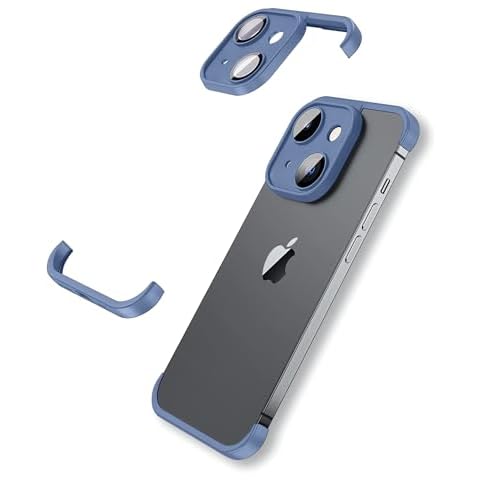 LEKEVO Frameless Fit for iPhone 15 Bumper Case with Camera Lens Protector, Slim Soft TPU Shockproof Phone Cover, Minimalist Yet Protective Shell (Blue) Cover