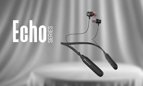 Image of Candytech Echo Bluetooth Neckband, Upto 50 hrs Playback, Low Latency, (10 Mins Charge=20 Hrs Music), IPX 5, Dual Pairing, BT v5.3, Wireless Earphones with Mic (Black)