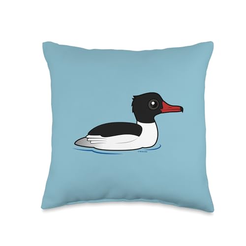 Cute Cartoon Common Merganser Birdorable Waterfowl Duck Bird Throw Pillow