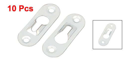 Image of uxcell Photo Picture Frame Clock Metal Oval Shape Keyhole Hanging Hook Plate 10pcs