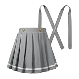[Lolanta] プリーツスカート キッズ 女の子 スクールスカート 制服スカート インナーパンツ付き ゴムウエスト グレー 150