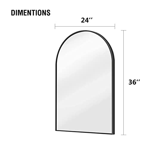Ogcau Wall Mounted Mirror For Bathroom, Arched Wall Mirror, Bathroom Mirrors For Wall, Decorative Wall Mirror For Bathroom, Wall Mirror With Aluminum Alloy Frame For Entryway, Living Room (Black) #TOP4