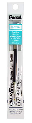Pentel Refill Ink For Energel And Lancelot Gel Pen, (0.7Mm) Metal Tip, Sky Blue Ink, Pack Of 12 (Lr7-S) #TOP2