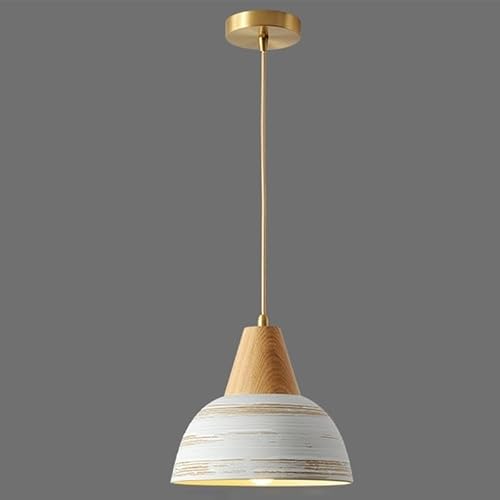 Vintage Ceramic Lampshade Pendant Light with E26/E27wood Base Lamp Single Heads Dining Room Decorative Hanging [2]