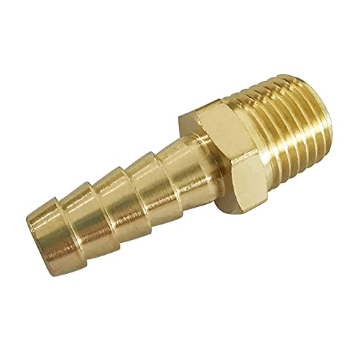 Avanty Brass Hose Barb Fitting, 1" Barbed X 1" Npt Male Straight Adapter Connector With 2 Hose Clamps, Pack Of 2 #TOP1