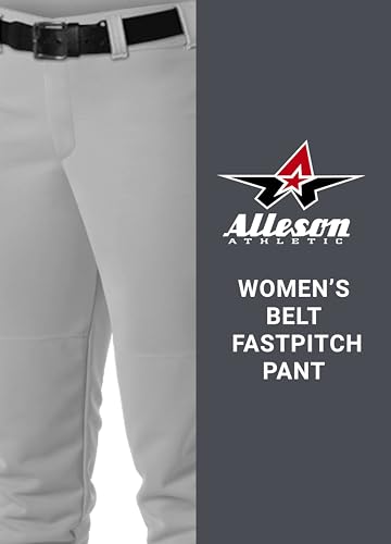 Alleson Athletic Fastpitch Softball Pants for Women. Low Rise Double Knit Grey Softball Pants with Belt Loop (Style 605PBW) Large