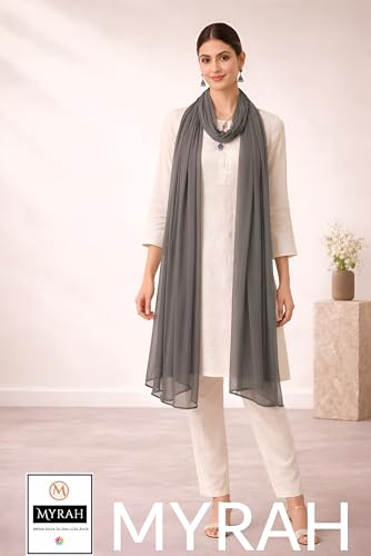 Image of MYRAH Chiffon Solid Casual Daily Use Dupatta For Women's & Girls Length - 2.50 Meter