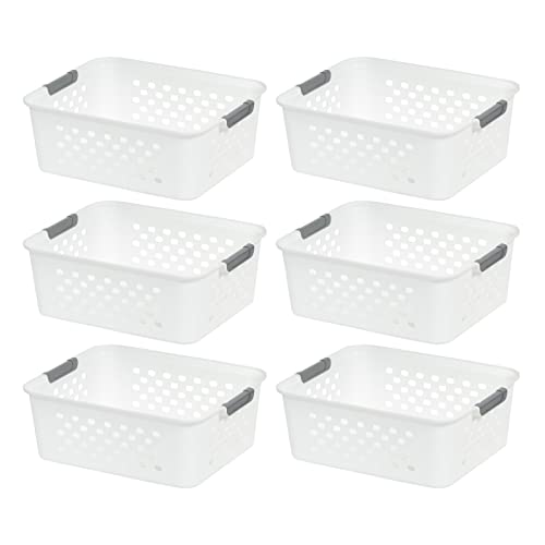 Iris Usa Plastic Storage Basket, 6-Pack, Medium, Shelf Basket Organizer For Pantries, Kitchens, Cabinets And Bedrooms White #TOP6