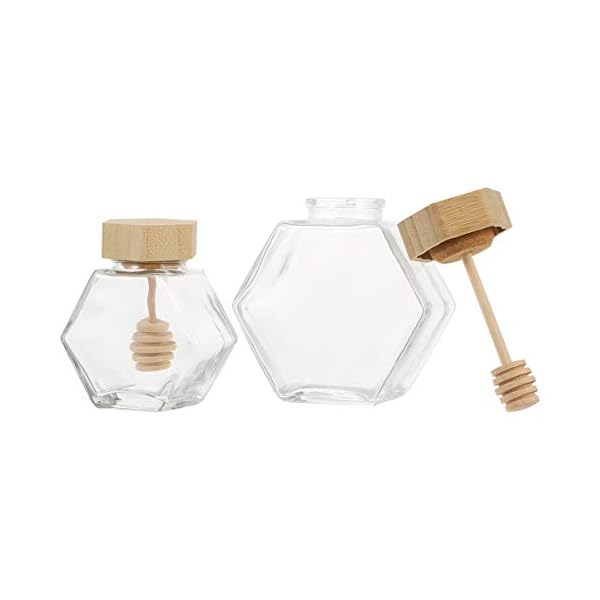 PRETYZOOM 2 Stücke Glas Honigspender Honiggläser Honigdose Honig Dispenser mit Holz Honiglöffel und Deckel Honigbehälter… – Bild 7