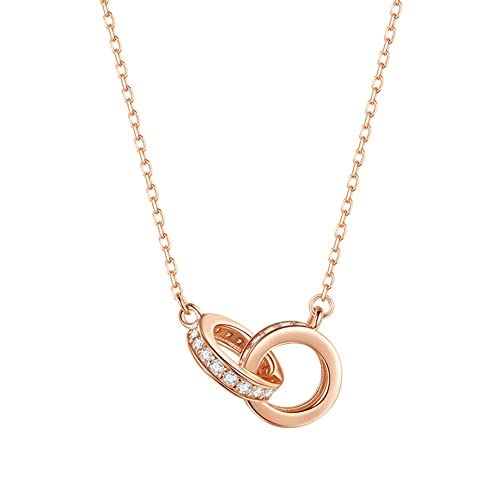 Furn Aspire 925 Sterling Silver Rose Gold Couple Love Bond Pendant for Regular Wear Special Occasions Elegant Double Ring Luxury Chain Necklace for Women/Girls with 925 Authenticity Certificate. (Gold) (B0BM4G3ZCT) Amazon Price History, Amazon Price Tracker