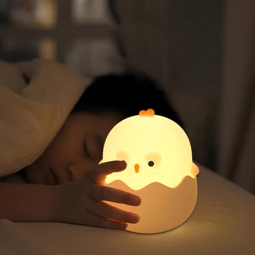 Image of Egg Shell Chicken Night Light Creative Light Cute Bedroom Decor with 7 Shades of Dazzle with Adjustable Brightness Getting up at Night Feeding Bedside Lamp Presents