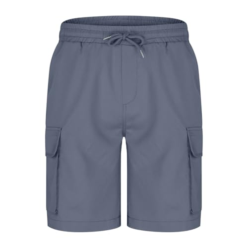 Image of Men's Cargo Sweat Shorts Casual Drawstring Elastic Waist Athletic Workout Gym Jogger Shorts with Multi Pockets