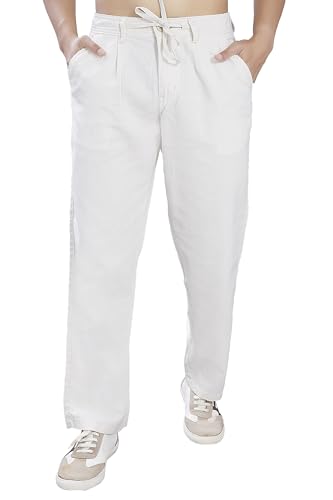 Image of DIVISIVE Men's Relaxed Fit Front Pleated Cotton Linen Blend Trousers