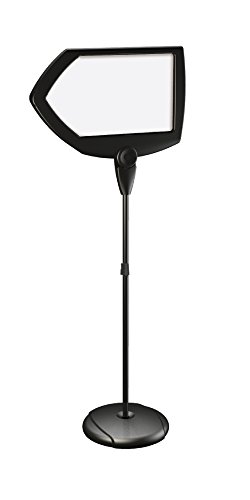 Bi-Office Floor Safety Sign, Magnetic Arrow, Drywipe Surface, Black, Angle Adjustable, 62.5 x 44.5 x 159.5 cm