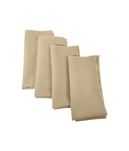 LA Linen 4-Pack Poly Blend Napkins - Soft, Washable, Stain & Wrinkle Resistant - Dinner & Party Napkins - Khaki, 18x18