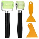 Andrückrolle, 2 Stück 3mm and 5mm Andrückwalze mit 2 Stück Silikon Folienrakel, Sound Deadening Roller, für Kantenumleimer und Verschweißen PVC Planen und Schalldämmung im Auto