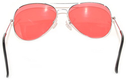 Classic Aviator Style Red Gradient Lens Sunglasses UV 400 Silver Metal Frame