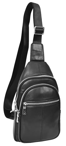 Sac à bandoulière en cuir véritable HLG7046 petit format noir pour libérer vos poches
