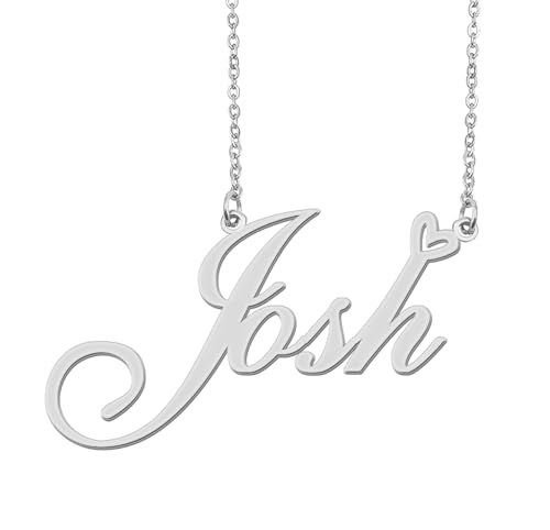 Aoloshow Stainless Steel Silver Josh Heart Name Necklace Charm Pendant Jewelry for Mom Best Friends