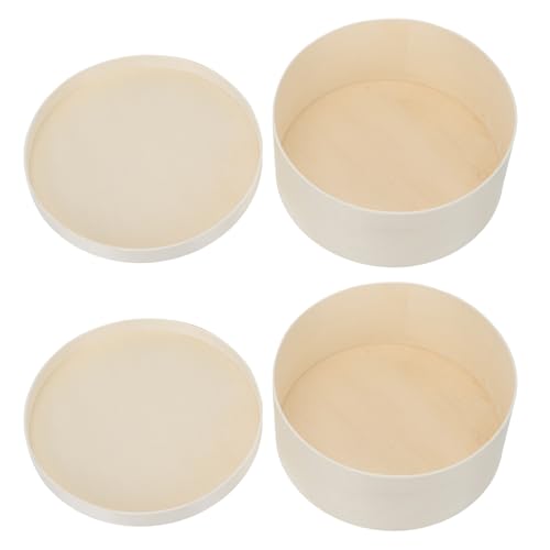 FUOYLOO Caja Ecológica de Madera Redonda para Tartas de Queso Doble Capa 125X55 CM Set de 2 Unidades para Guardar Postres en Casa