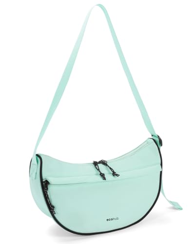 ECOHUB Anti Theft Crossbody Bags for Women, Structured Lightweight Nylon Everyday Purse with RFID Back Pocket, Adjustable Strap, Organized Compartments for Travel & Daily Use, Mint Green